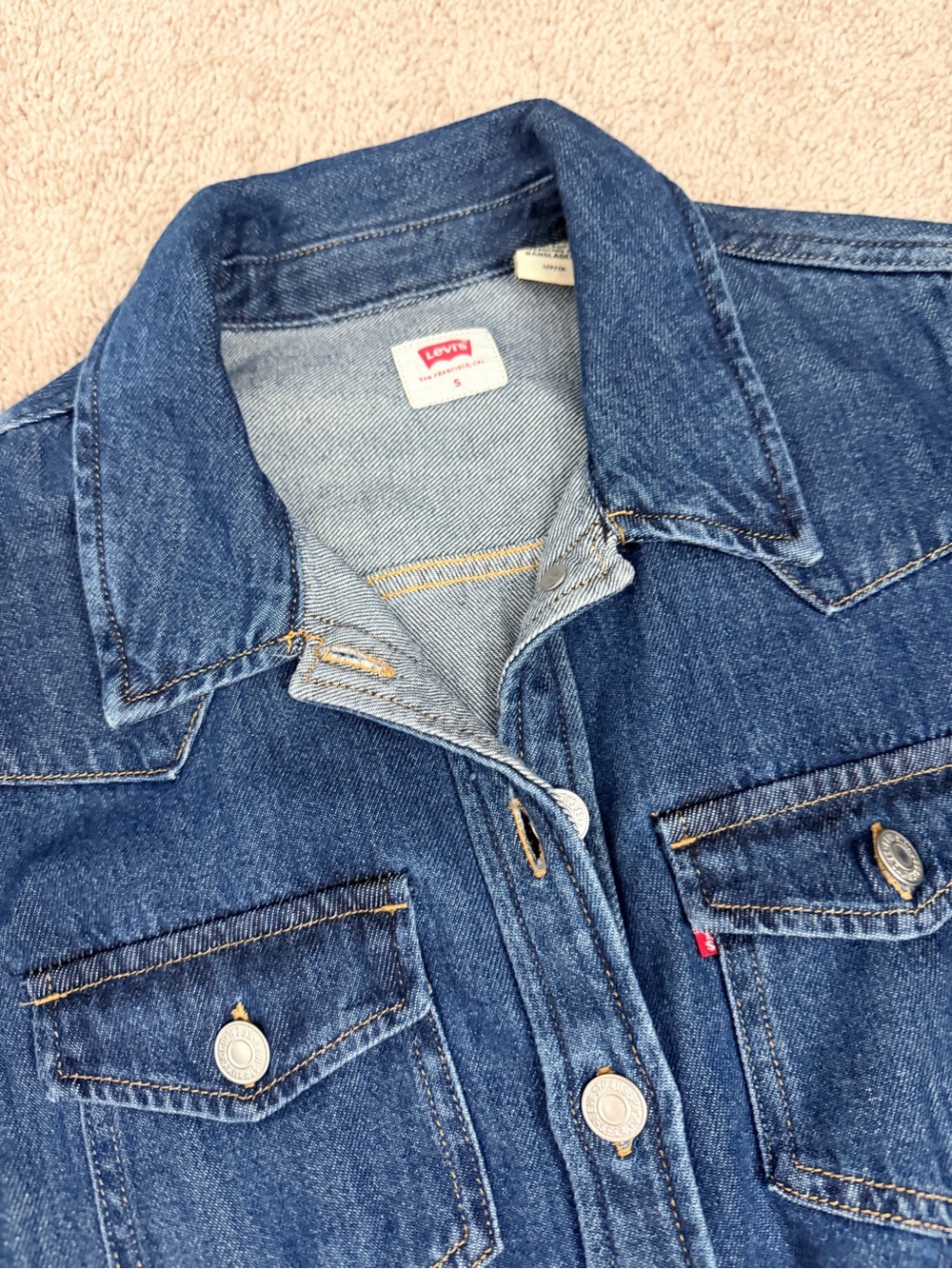 Levi's Classic Blue Denim Button-Front Long Sleeve Dress - Picture 2 of 5